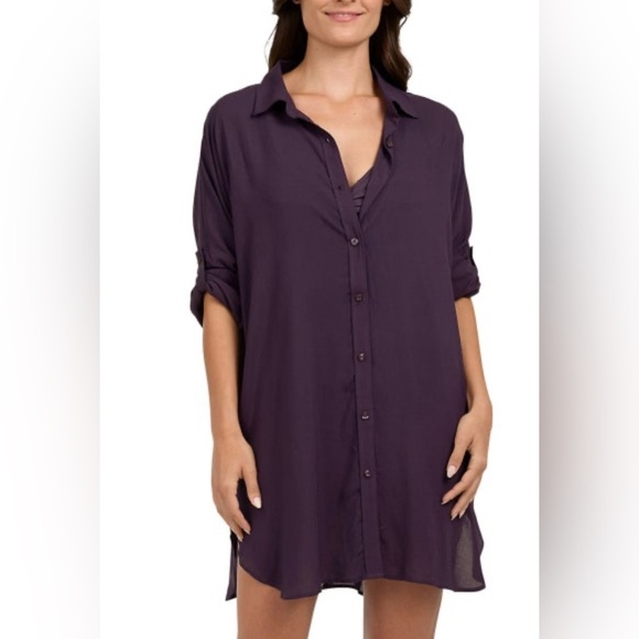 Lands End Tunic Length Swim Cover Up M/L - Picture 2 of 11